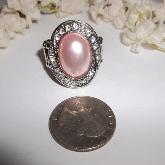 Ring, Pink Ring, Pearl Ring, Pink Pearl Ring, Ring, Adjustable Ring, Ring C107 - Picture 2 of 5